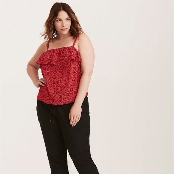 Torrid Tile Print Georgette Ruffle Cami Top 1x - Picture 2 of 8
